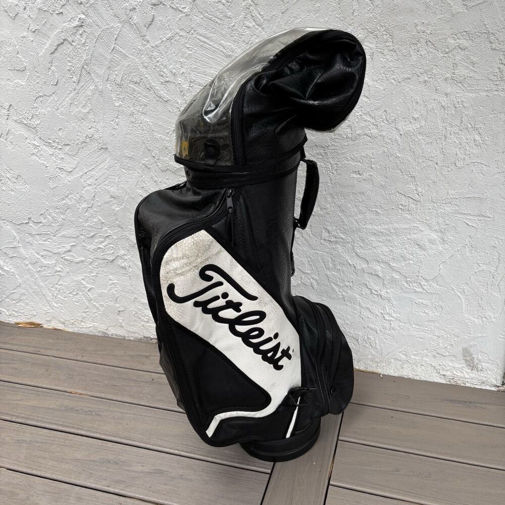 Vintage Titleist Golf Bag Black Leather Needs Cleaning